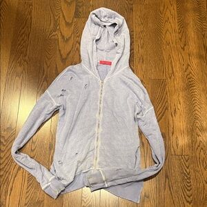 Casual Light Gray Distressed Hoodie
